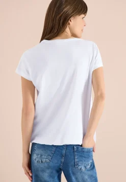 Shirt met V-hals en kanten detail