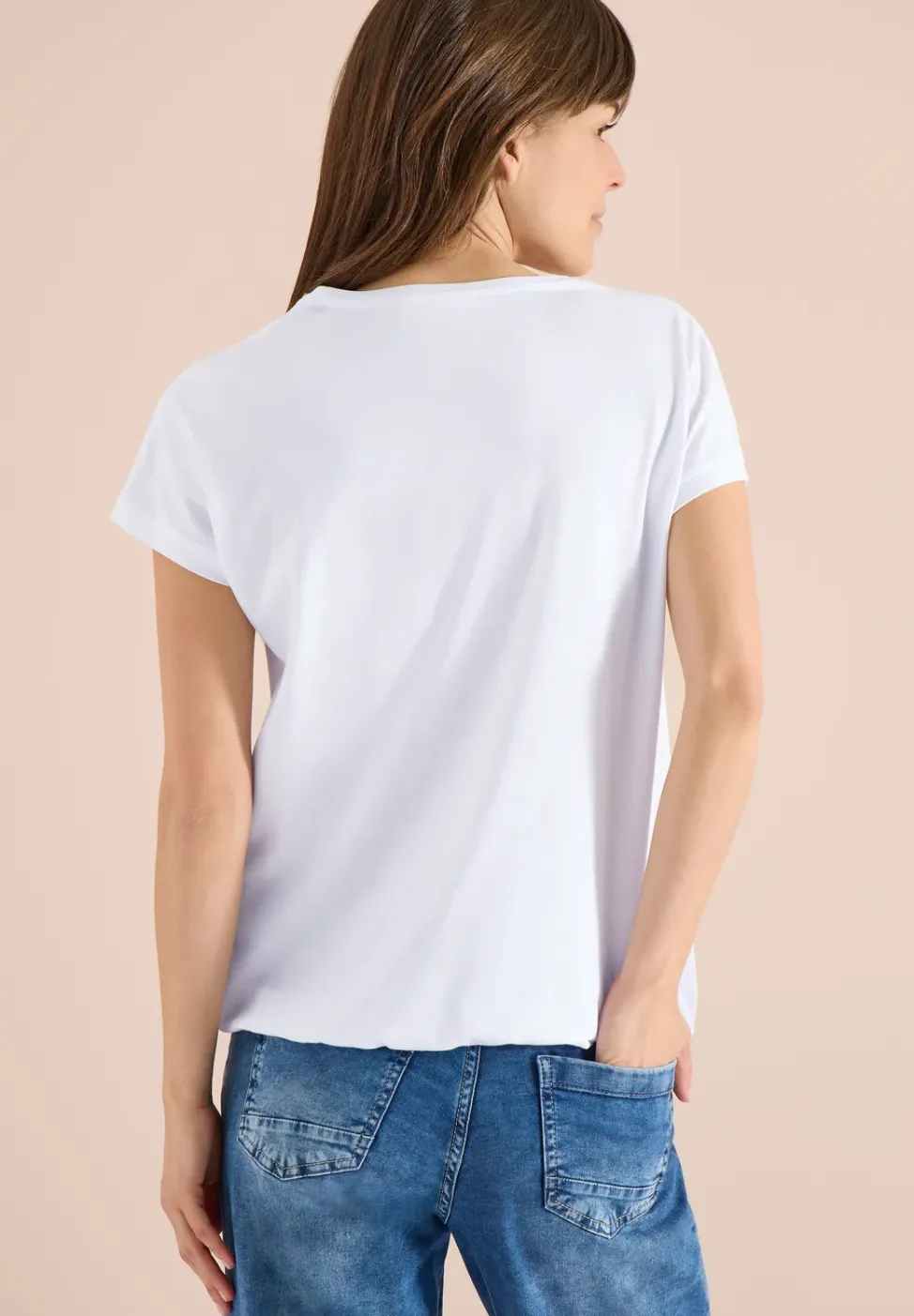 Shirt met V-hals en kanten detail