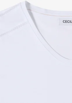 Shirt met V-hals en kanten detail