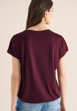 Shirt met V-hals en kanten detail