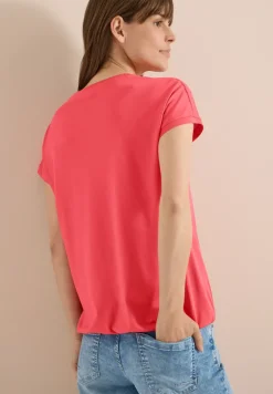 Shirt met V-hals en kanten detail