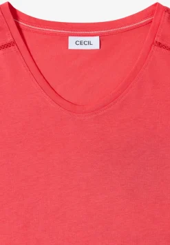 Shirt met V-hals en kanten detail
