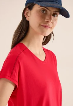 Shirt met V-hals en kanten detail