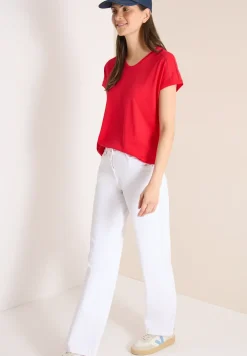 Shirt met V-hals en kanten detail