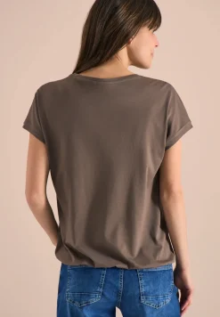 Shirt met V-hals en kanten detail