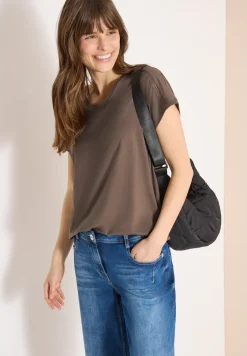 Shirt met V-hals en kanten detail