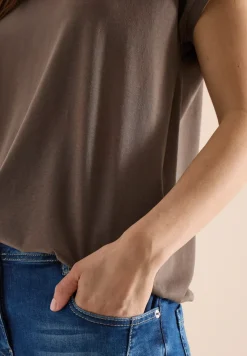 Shirt met V-hals en kanten detail