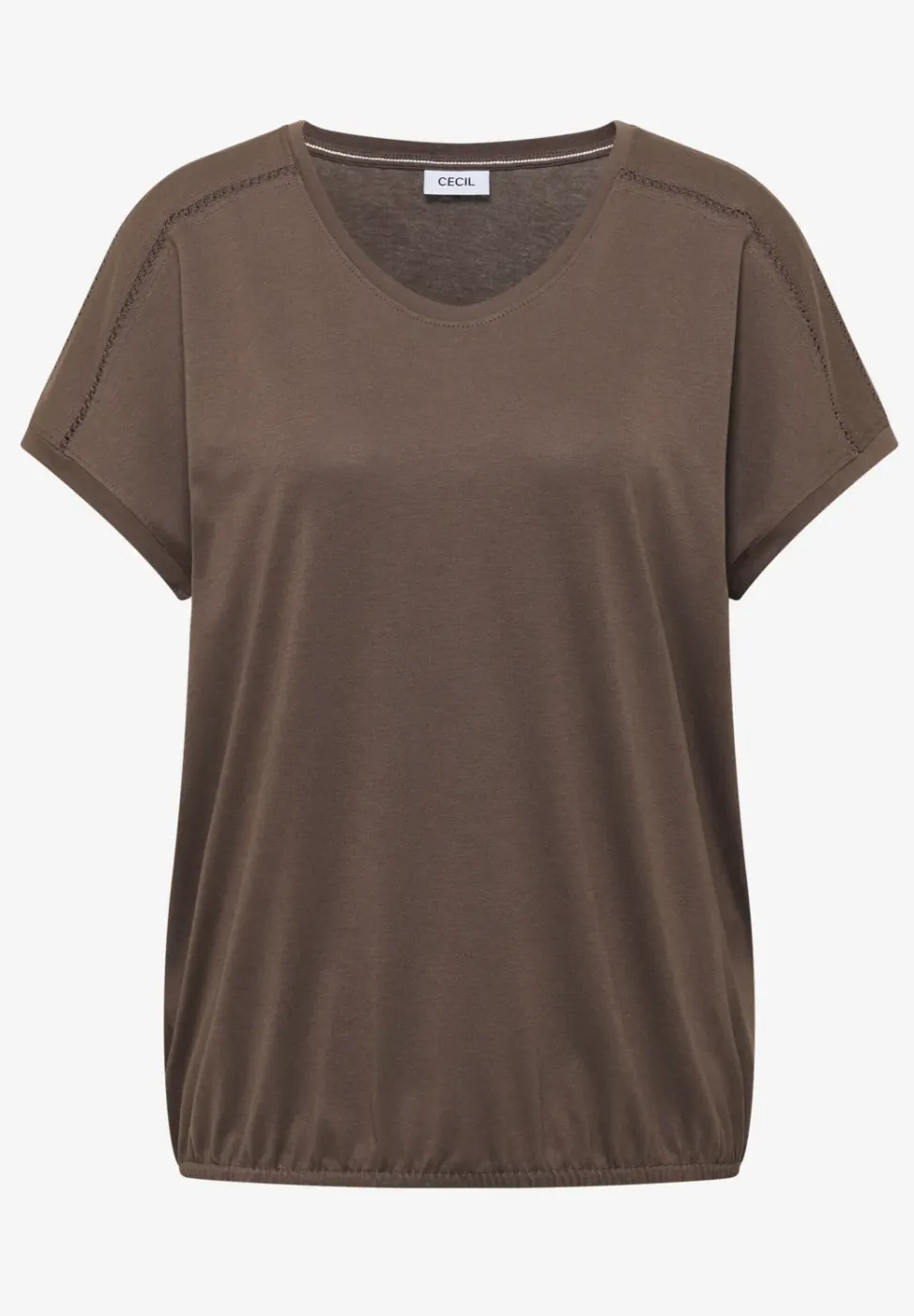 Shirt met V-hals en kanten detail