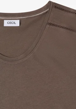 Shirt met V-hals en kanten detail