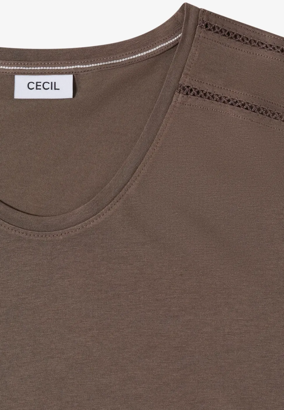 Shirt met V-hals en kanten detail