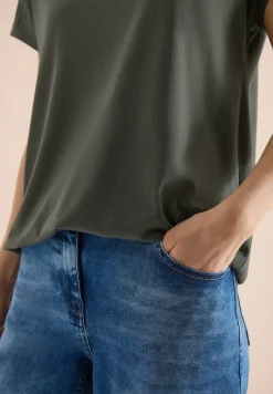 Shirt met V-hals en kanten detail