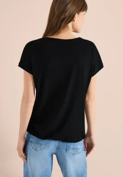 Shirt met V-hals en kanten detail