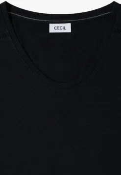 Shirt met V-hals en kanten detail