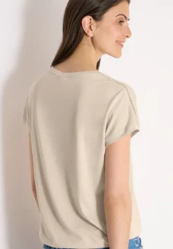 Shirt met V-hals en kanten detail
