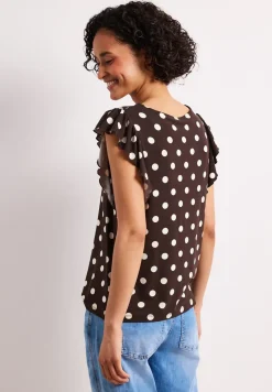 Shirt met V-hals en volantmouwen