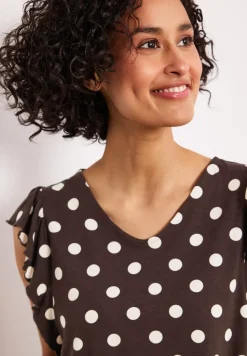 Shirt met V-hals en volantmouwen