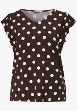 Shirt met V-hals en volantmouwen
