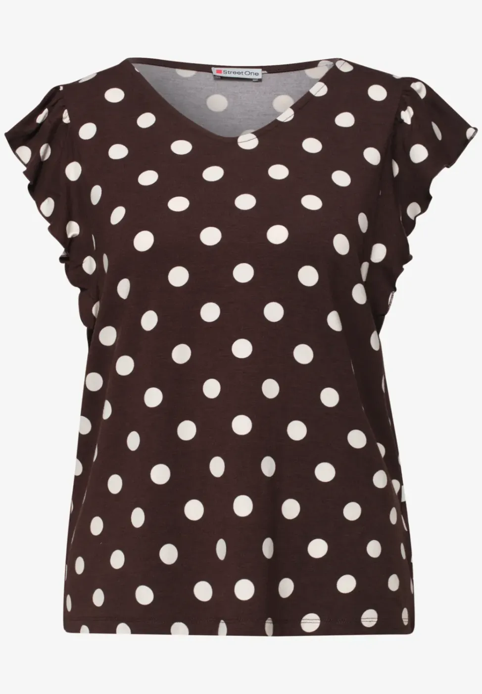 Shirt met V-hals en volantmouwen