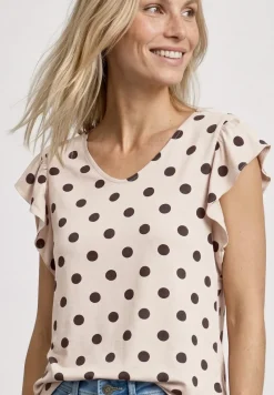 Shirt met V-hals en volantmouwen