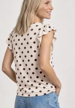 Shirt met V-hals en volantmouwen