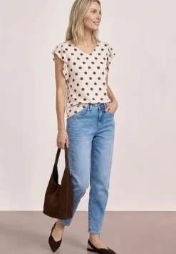 Shirt met V-hals en volantmouwen