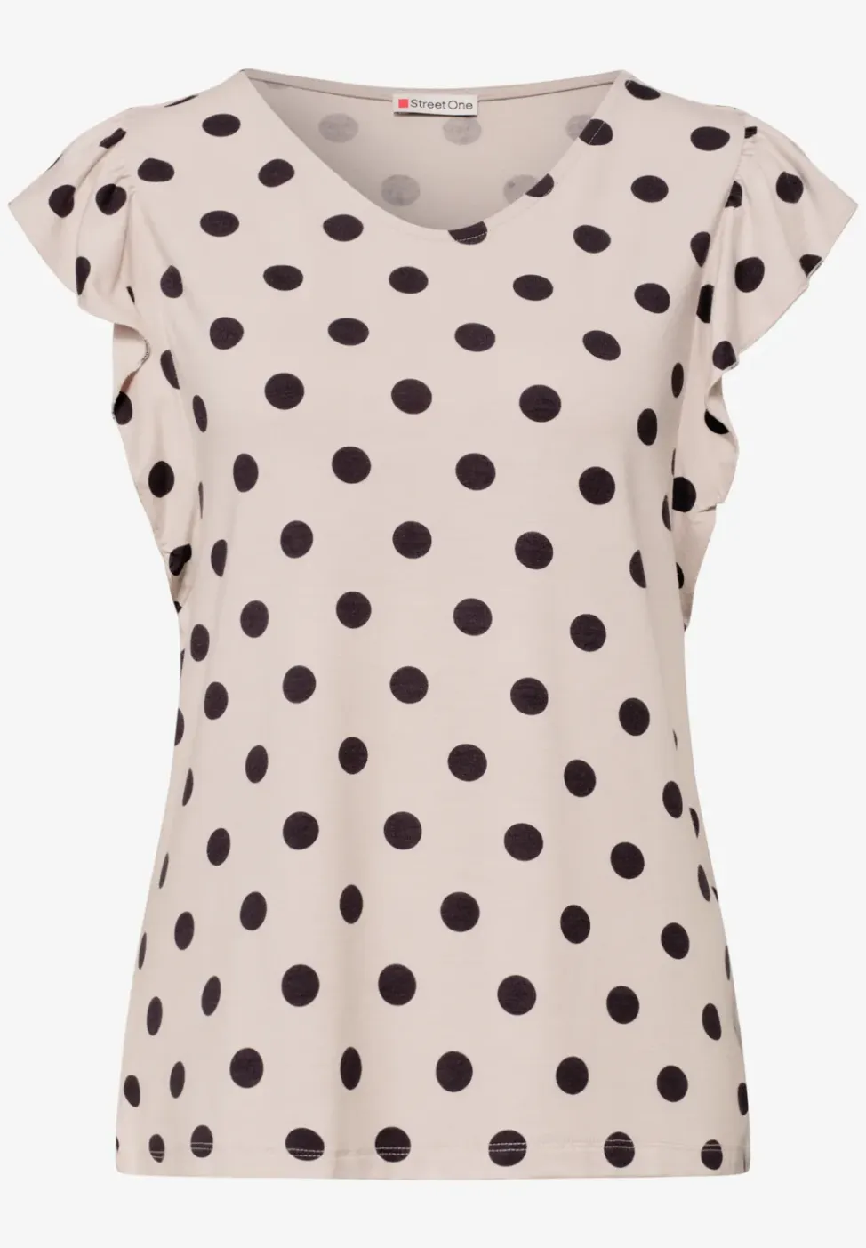 Shirt met V-hals en volantmouwen