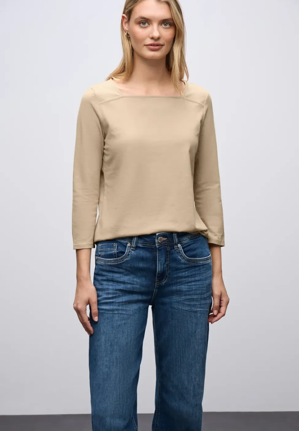 Shirt met vierkante halslijn