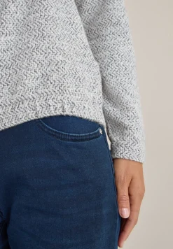 Shirt met visgraatmotief en jacquardmotief