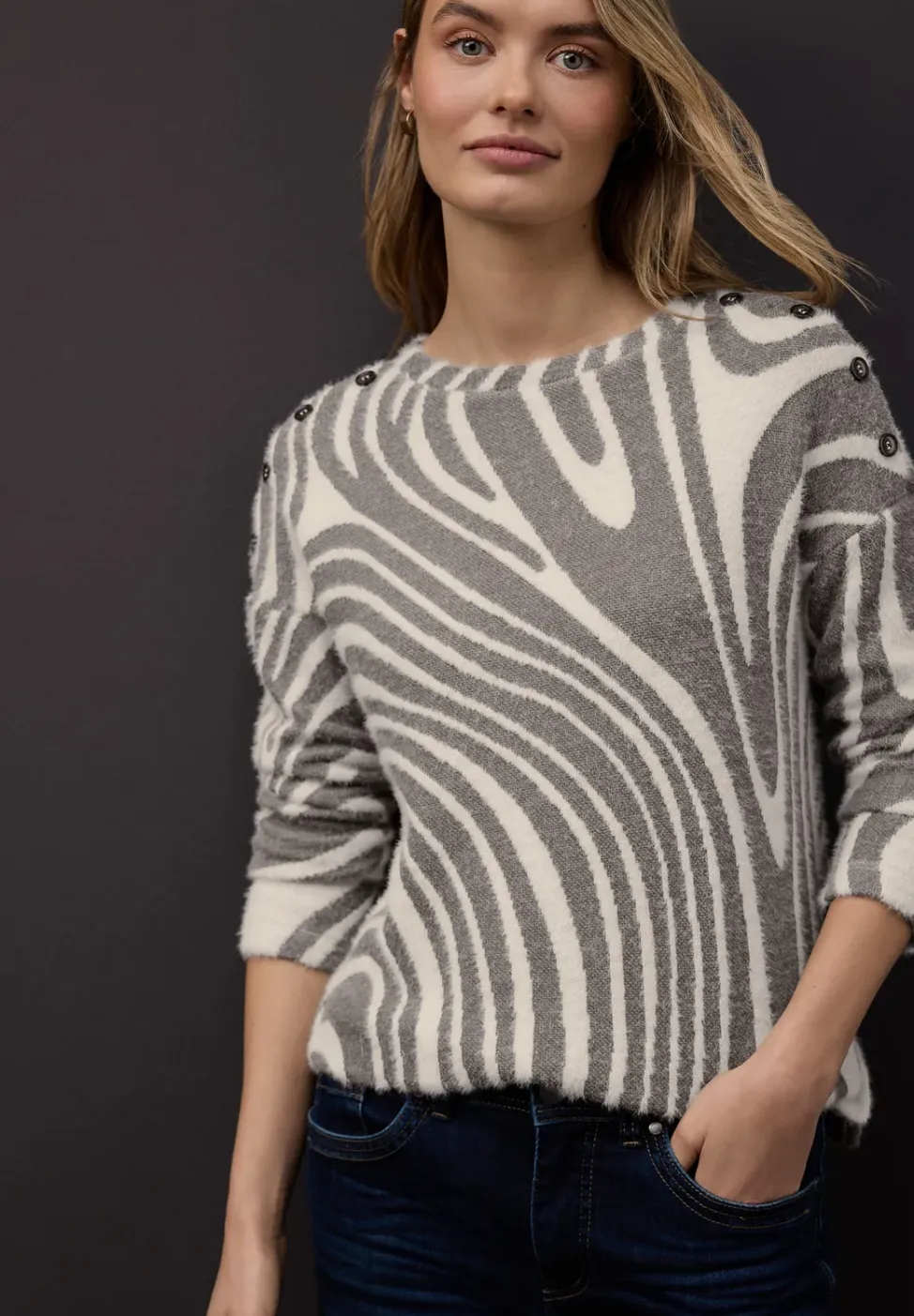 Shirt met zachte gebreide look