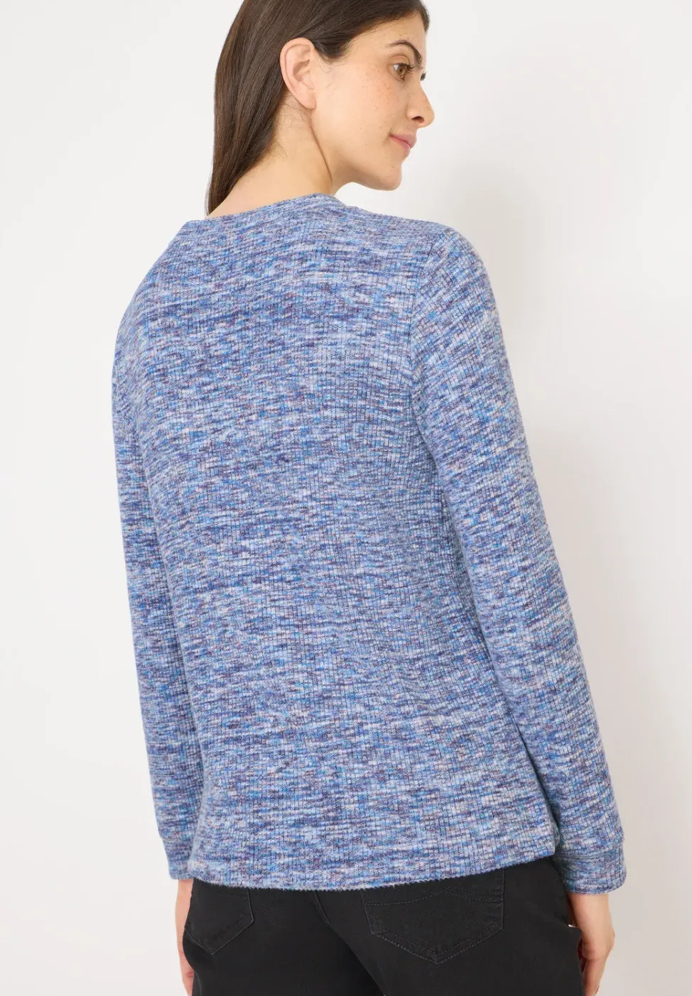 Shirt met zacht gemêleerd ribboord