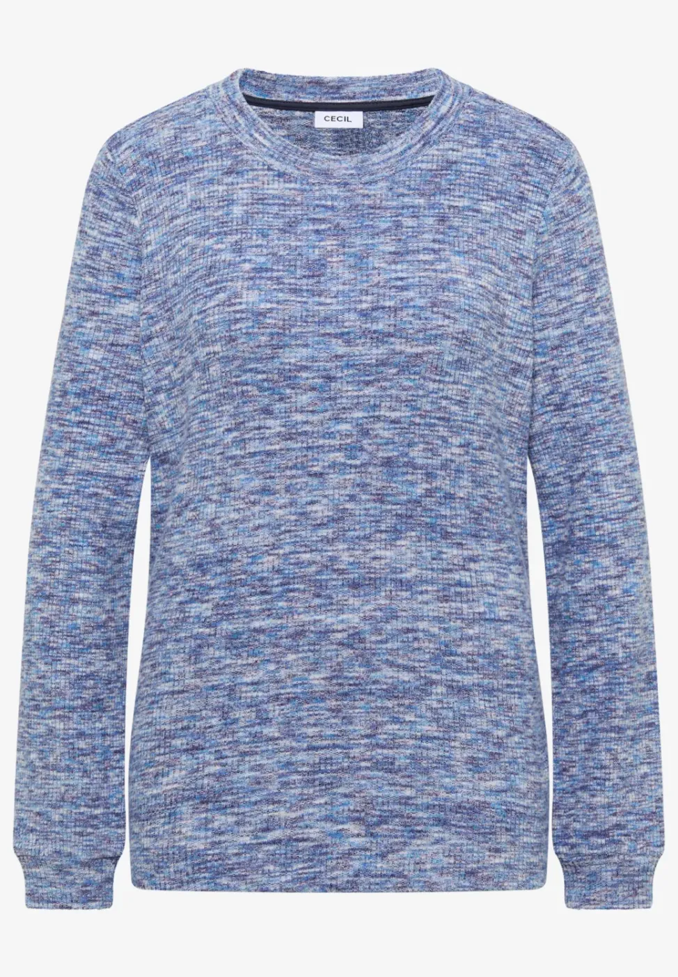 Shirt met zacht gemêleerd ribboord