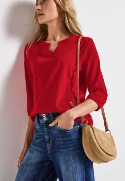 Shirt van jersey met gespleten hals