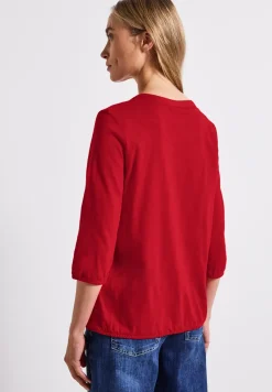 Shirt van jersey met gespleten hals