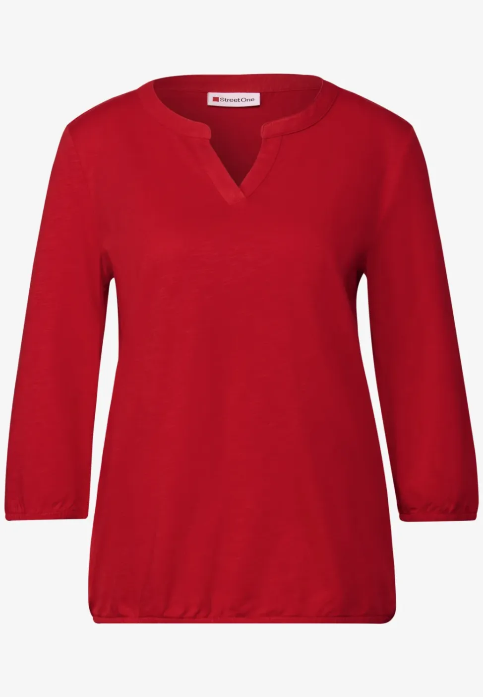 Shirt van jersey met gespleten hals