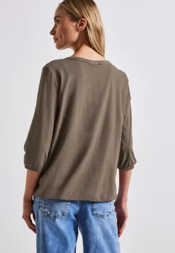 Shirt van jersey met gespleten hals