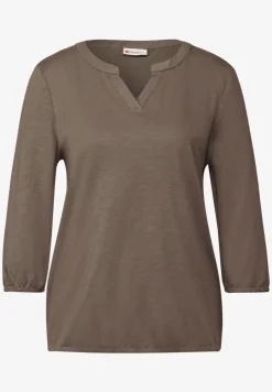 Shirt van jersey met gespleten hals