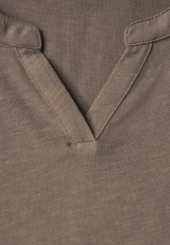 Shirt van jersey met gespleten hals