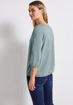 Shirt van jersey met gespleten hals