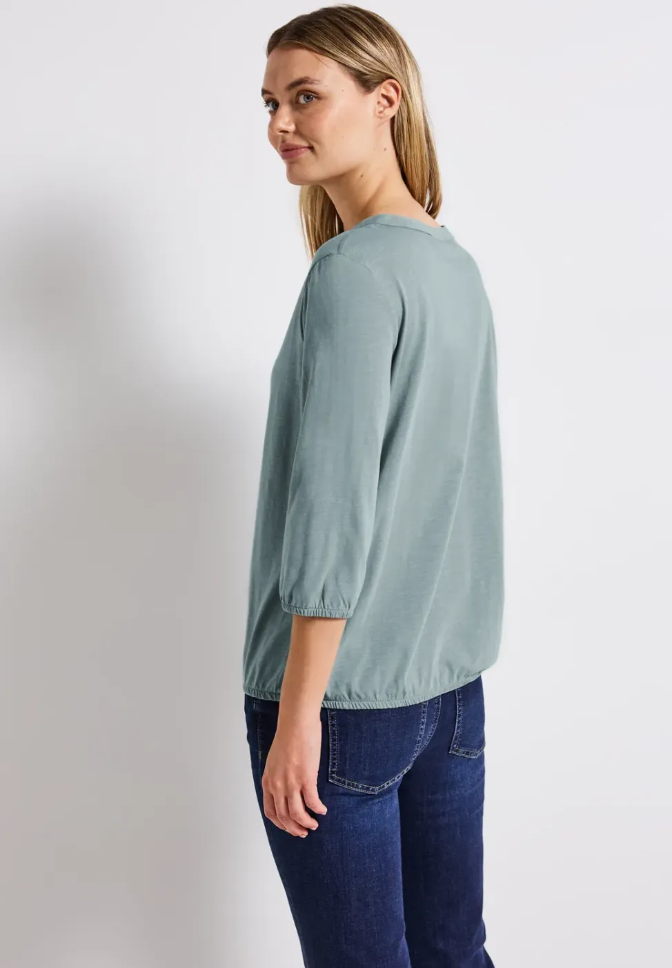 Shirt van jersey met gespleten hals