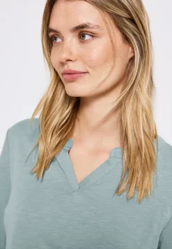 Shirt van jersey met gespleten hals