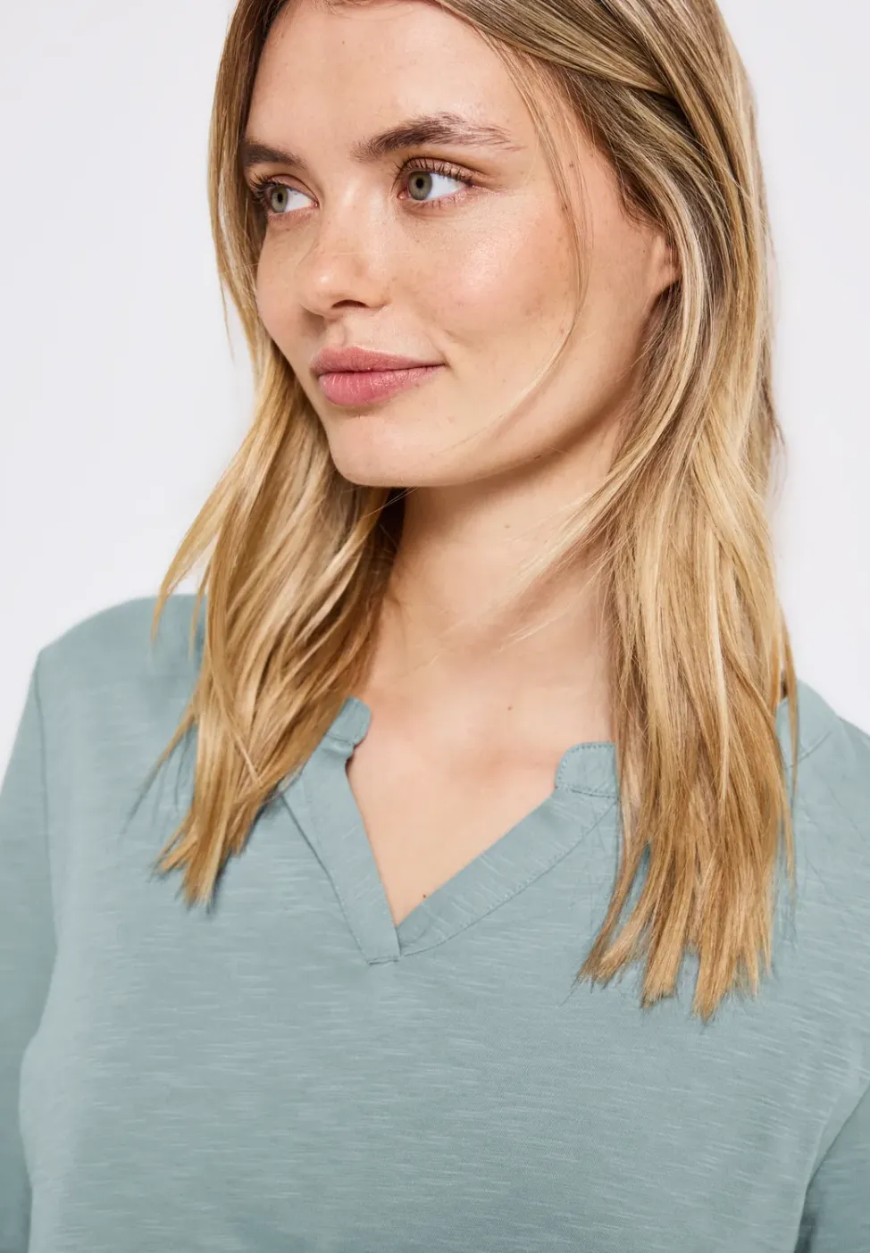 Shirt van jersey met gespleten hals