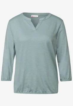 Shirt van jersey met gespleten hals