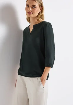 Shirt van jersey met gespleten hals