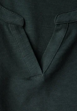 Shirt van jersey met gespleten hals