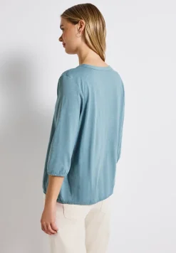 Shirt van jersey met gespleten hals
