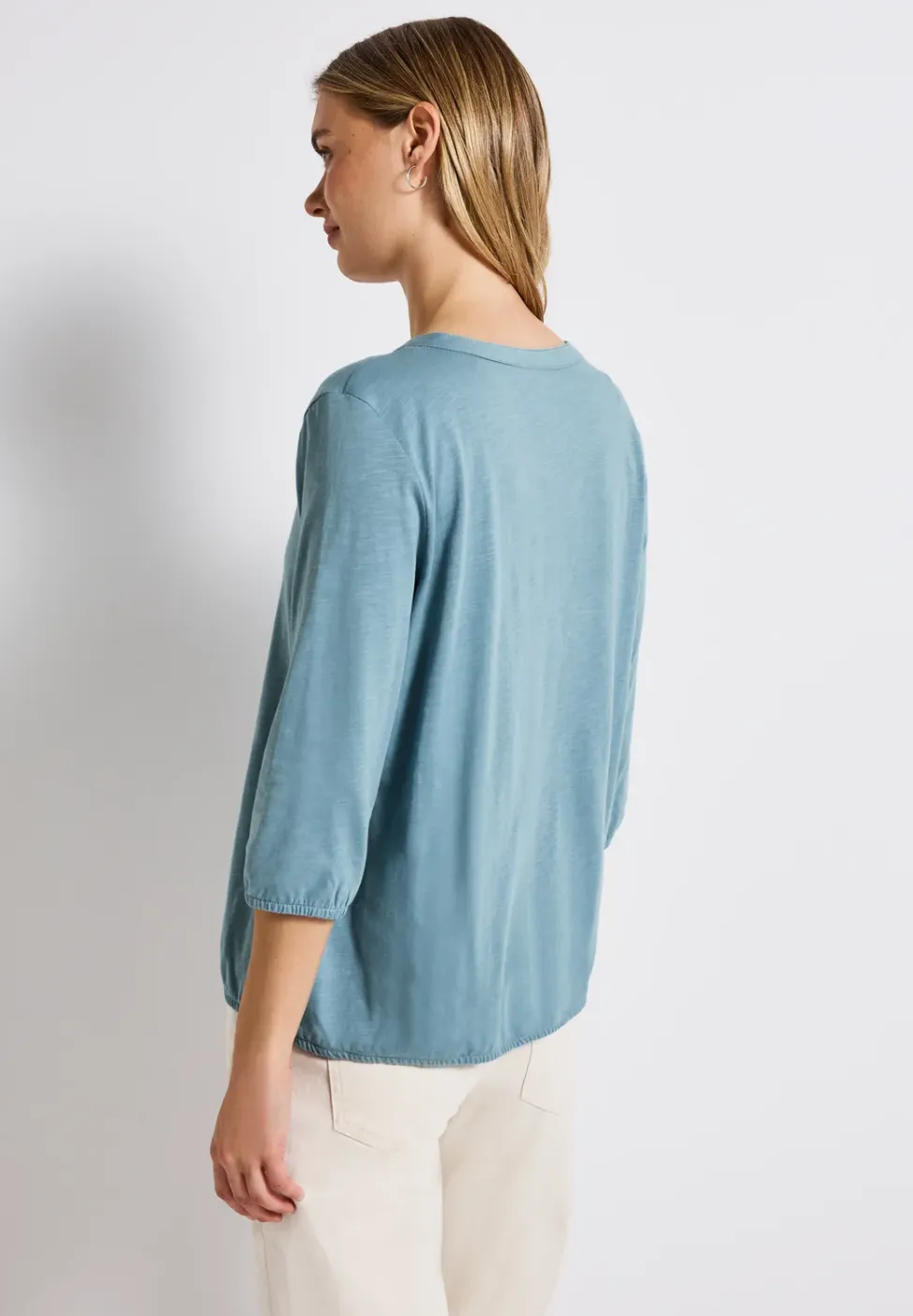 Shirt van jersey met gespleten hals