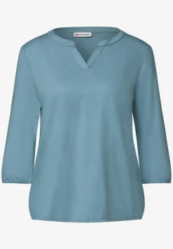 Shirt van jersey met gespleten hals