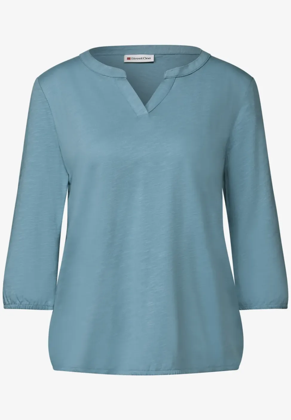 Shirt van jersey met gespleten hals