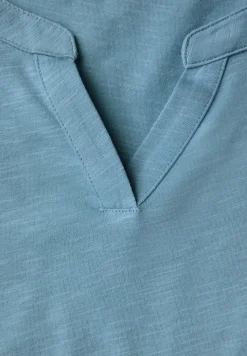Shirt van jersey met gespleten hals