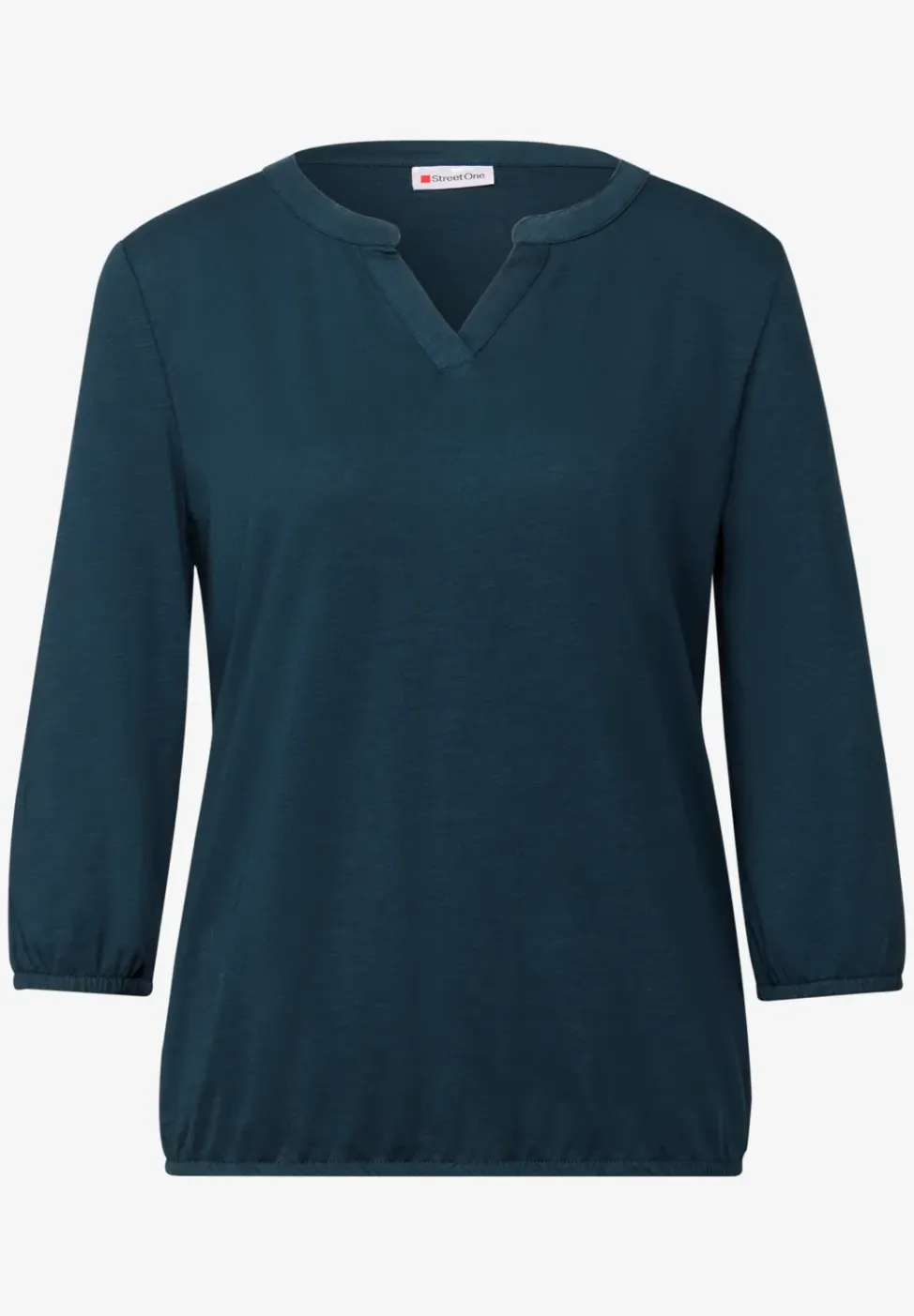 Shirt van jersey met gespleten hals